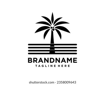 palm tree logo vector icon illustration