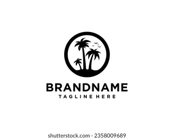 palm tree logo vector icon illustration
