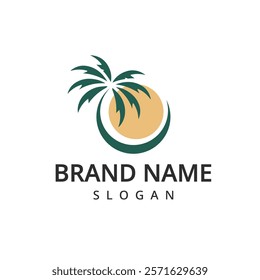 Palm tree logo vector icon illustration