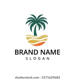 Palm tree logo vector icon illustration