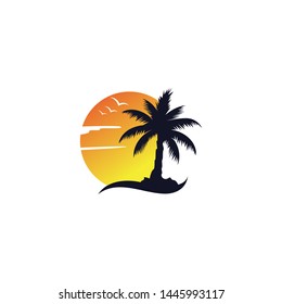 Palm tree logo Vector illustration design