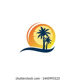 Palm tree logo Vector illustration design