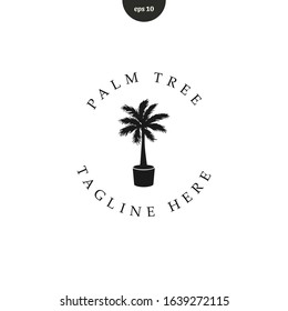 Palm tree logo vector illustration. vintage flat minimalist design style. eps10