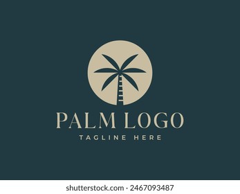 Ilustración vectorial con logo de palm tree. Plantilla con logo de palm luxury