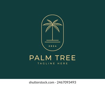 Ilustración vectorial con logo de palm tree. Plantilla con logo de palm luxury