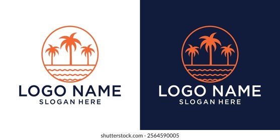 Palm tree logo vector illustration. Luxury palm logo template.
