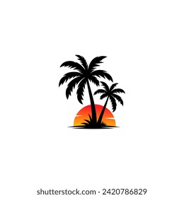 Palm Tree Logo Vector On white background