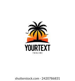 Palm Tree Logo Vector On white background