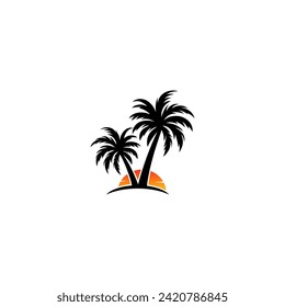 Palm Tree Logo Vector On white background