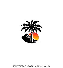 Palm Tree Logo Vector On white background