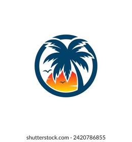 Palm Tree Logo Vector On white background