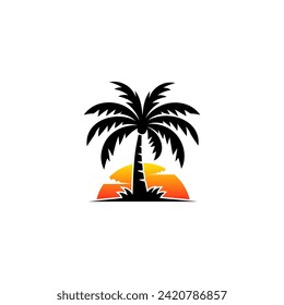 Palm Tree Logo Vector On white background