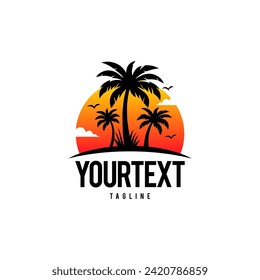 Palm Tree Logo Vector On white background