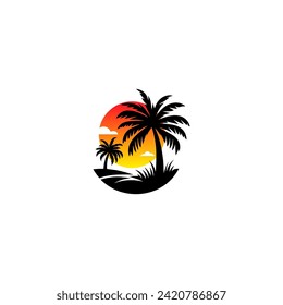 Palm Tree Logo Vector On white background