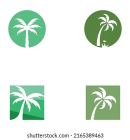 Palm tree logo, palm with waves and sun. Using illustrator editing.