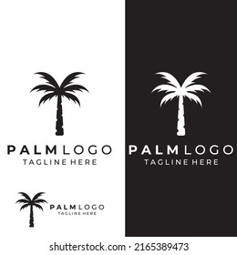 Palm tree logo, palm with waves and sun. Using illustrator editing.