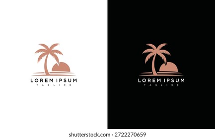 Logotipos da palmeira exibidos em fundos brancos e pretos contrastantes com texto de espaço reservado