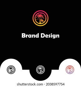 Palm tree logos vector design template, beech, summer logo designs.