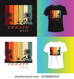 palm tree with a man retro vintage t shirt design