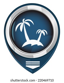 Palm tree map pointer. Travel trip symbol. 