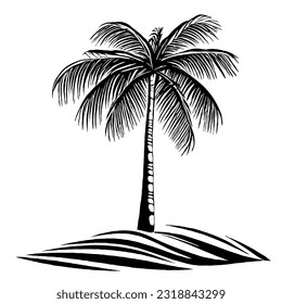 Palm Tree Minimal Line Art Drawing in Vector Style 