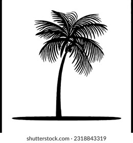 Palm Tree Minimal Line Art Drawing in Vector Style 