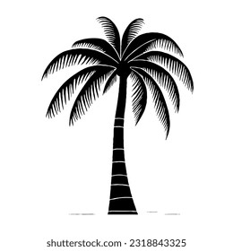 Palm Tree Minimal Line Art Drawing in Vector Style 