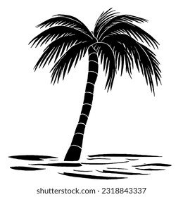 Palm Tree Minimal Line Art Drawing in Vector Style 