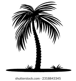 Palm Tree Minimal Line Art Drawing in Vector Style 