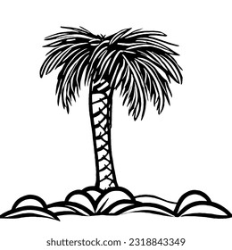 Palm Tree Minimal Line Art Drawing in Vector Style 