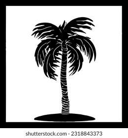 Palm Tree Minimal Line Art Drawing in Vector Style 