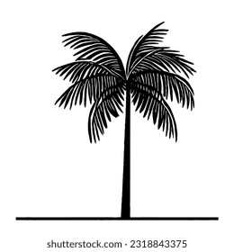 Dibujo de líneas mínimas en el árbol de palmas en el estilo vectorial 