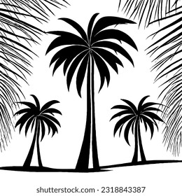 Palm Tree Minimal Line Art Drawing in Vector Style 