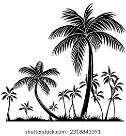 Palm Tree Minimal Line Art Drawing in Vector Style 