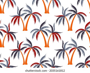 Palm tree minimal seamless pattern vector design. Exotic garden plants textile ornament. Coconut palm tree wallpaper in california style. Paradise rapport. Summer fashion print.