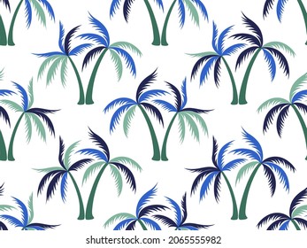 Palm tree minimal seamless pattern vector design. Exotic jungle plants fabric ornament. Coconut palm tree wallpaper in california style. Botany rapport. Fashion textile print.
