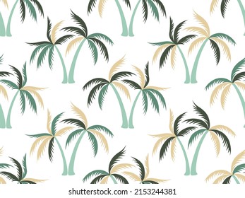 Palm tree minimal seamless pattern vector design. Tropical forest plants textile ornament. Coconut palm tree wallpaper in hawaiian style. Nature elements illustration. Fashion textile print.