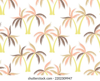 Palm tree minimal seamless pattern vector design. Exotic jungle plants fabric ornament. Coconut palm tree wallpaper in hawaiian style. Floral hawaii rapport. Fashion fabric print.