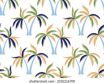 Palm tree minimal seamless pattern vector design. Exotic garden plants textile ornament. Coconut palm tree wallpaper in california style. Botany rapport. Fashion textile print.