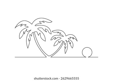 Ilustración vectorial de dibujo de una línea de ícono minimalista de palmera