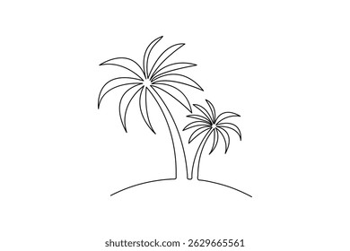 Palm Tree Minimalist Symbol Eine Zeile Zeichnung Vektorgrafik