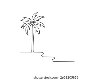 Ilustración vectorial de dibujo de una línea de ícono minimalista de palmera