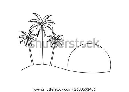 Palm Tree Minimalist Icon One Line Drawing Vector Illustration