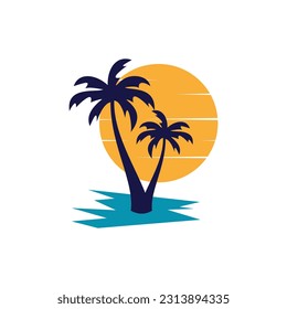 Palm tree con diseño de logotipo de concepto abstracto moderno