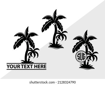 Palm Tree Monogram Printable Vecto Illustration