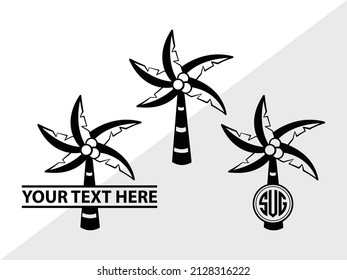 Palm Tree Monogram Printable Vector Illustration