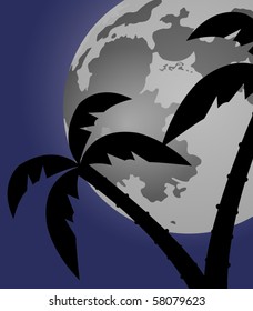 palm tree at moon light 2