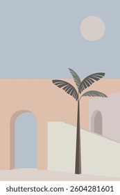 Palm Tree Moon Wall Sky Building