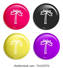 Palm tree multi color glossy badge icon set. Realistic shiny badge icon or logo mockup