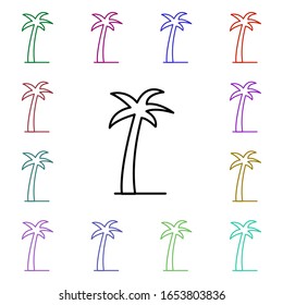 Palm tree multi color style icon. Simple thin line, outline vector of summer icons for ui and ux, website or mobile application
